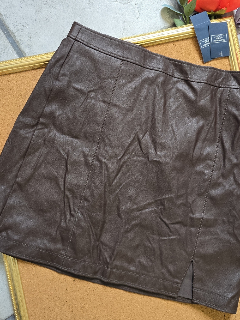 Abercrombie & Fitch Dark Brown Vegan Leather Mini Skirt